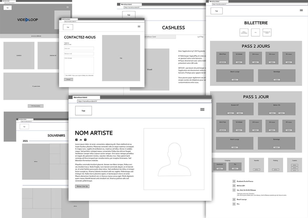 wireframes pour refonte de site internet